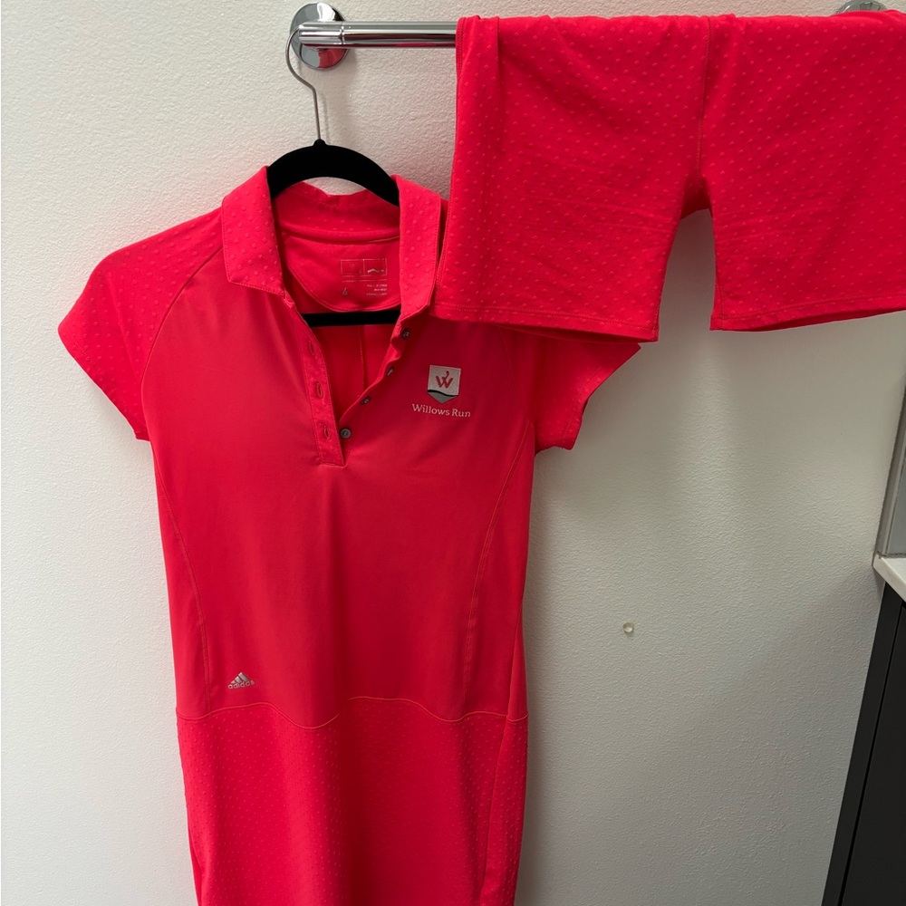 Adidas vibrant orange golf dress with shorts